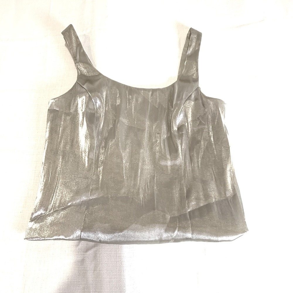 JR Nites Petites Gold Metallic Shimmer Tank Top Scoop Neck Vintage‎ 10P